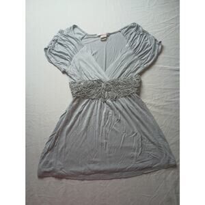 Wet Seal Vintage Y2K Gray Baby Doll Blouse Fitted XS Ruffles Women Fairy Whimsy